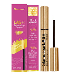 Glamosoar Lash Serum bottle close-up for fuller lashes