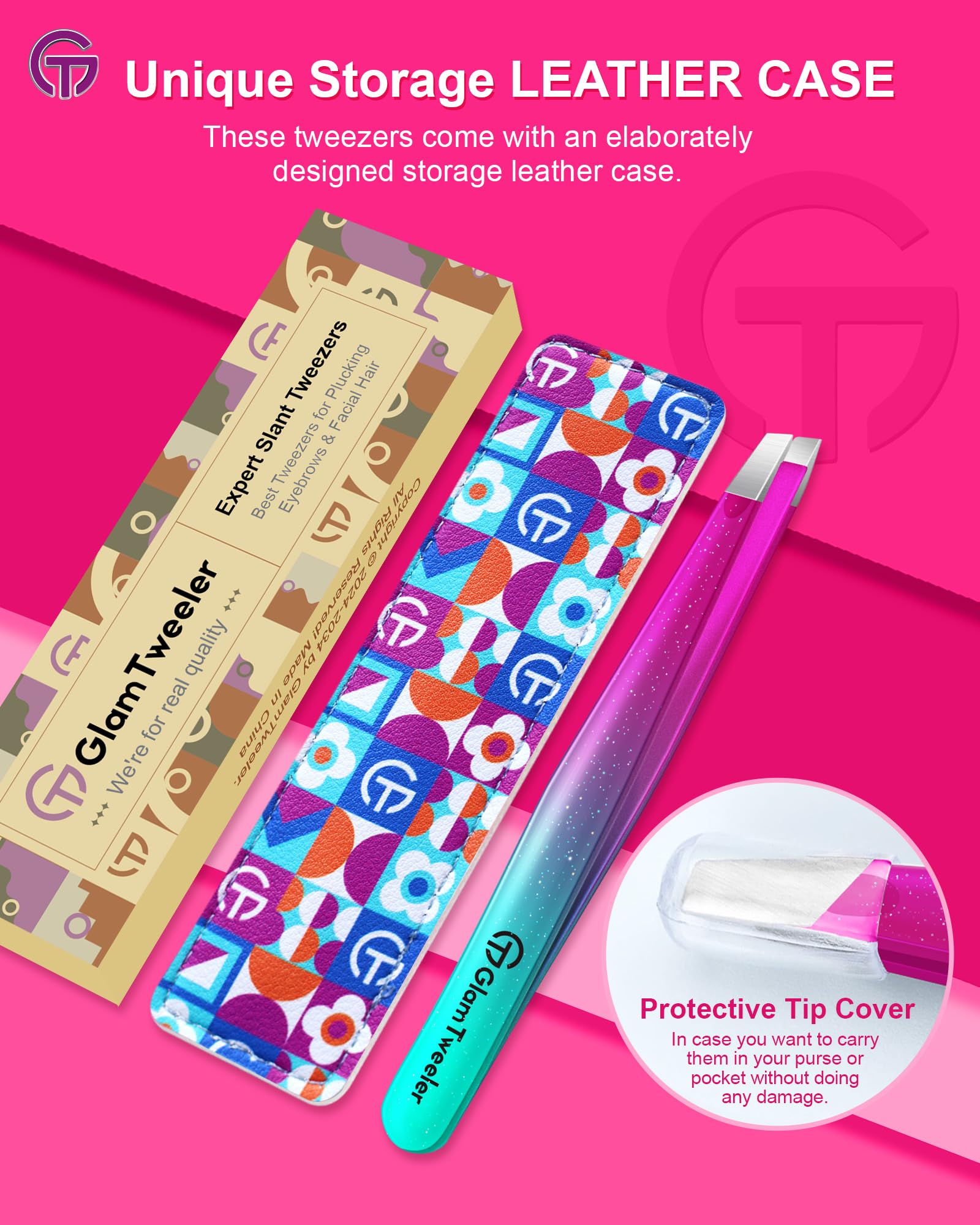 GlamTweeler gift-ready packaging highlights premium tweezers for gifting.