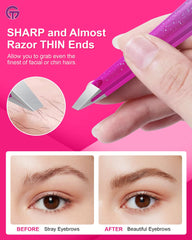 GlamTweeler slant tip detail shows 25° angle for clean grip.