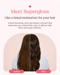 Glaze Supergloss Chocolate Gleam color swatch reveals true-to-shade color on natural hair.
