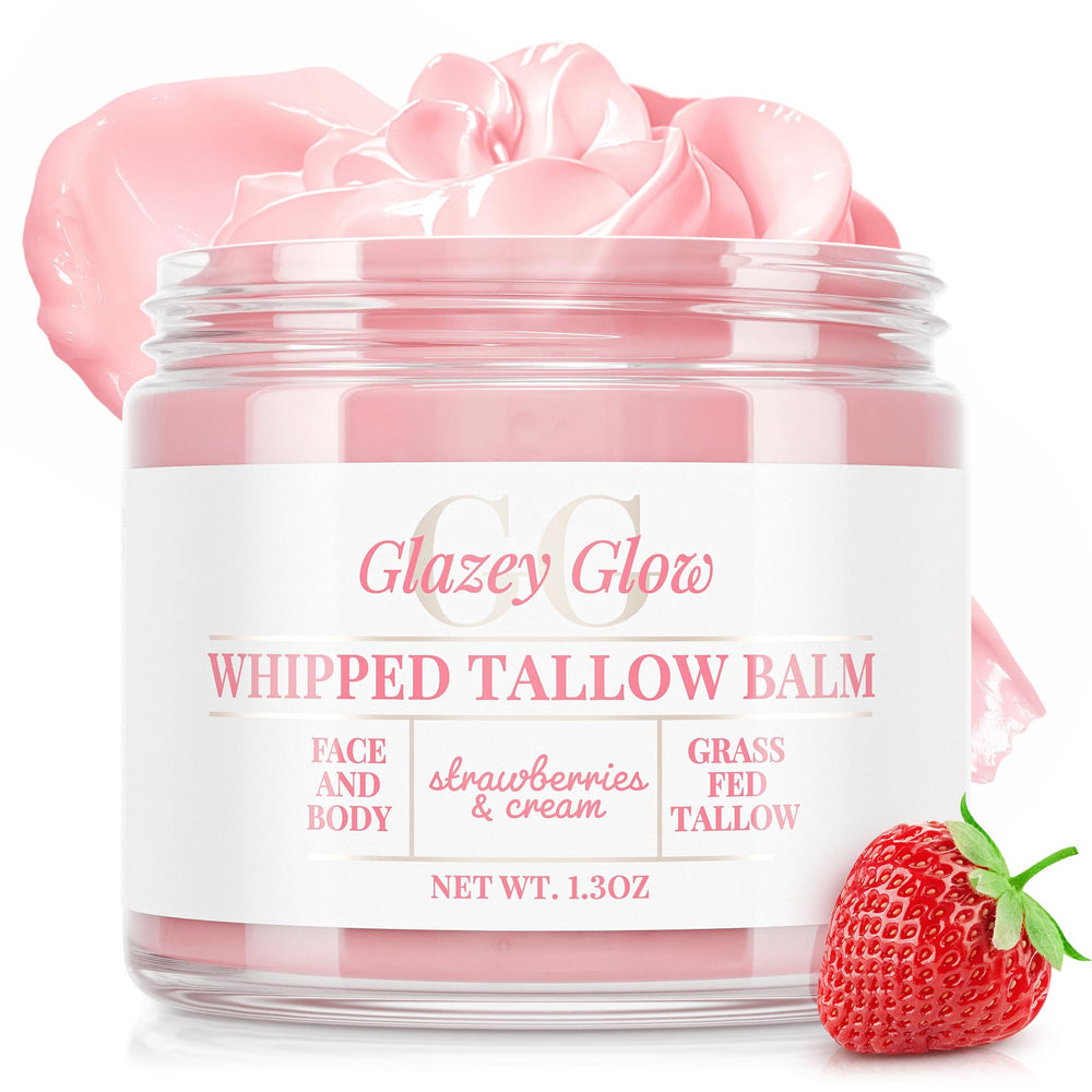 Glazey Glow balm label shows natural ingredients for hydrated skin.