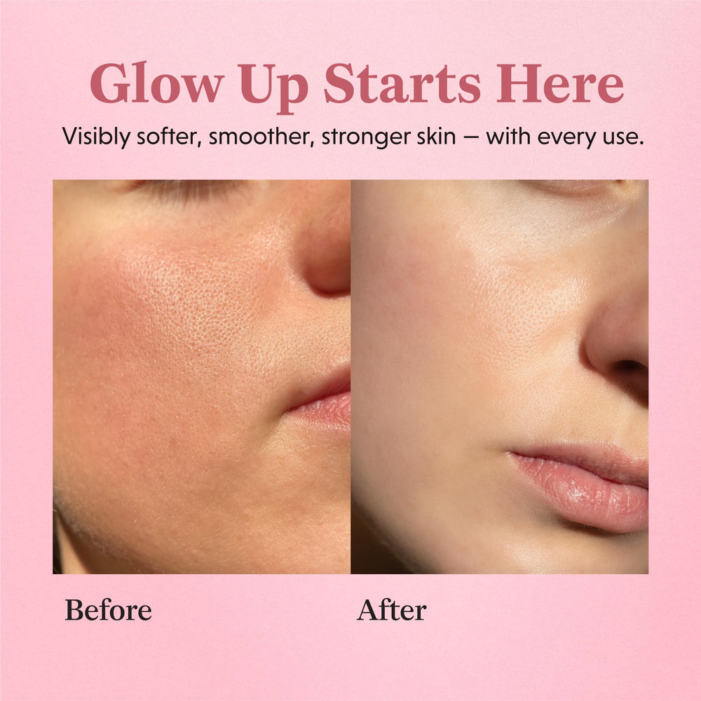 Glazey Glow botanical oils graphic showcases tamanu and rosehip benefits.
