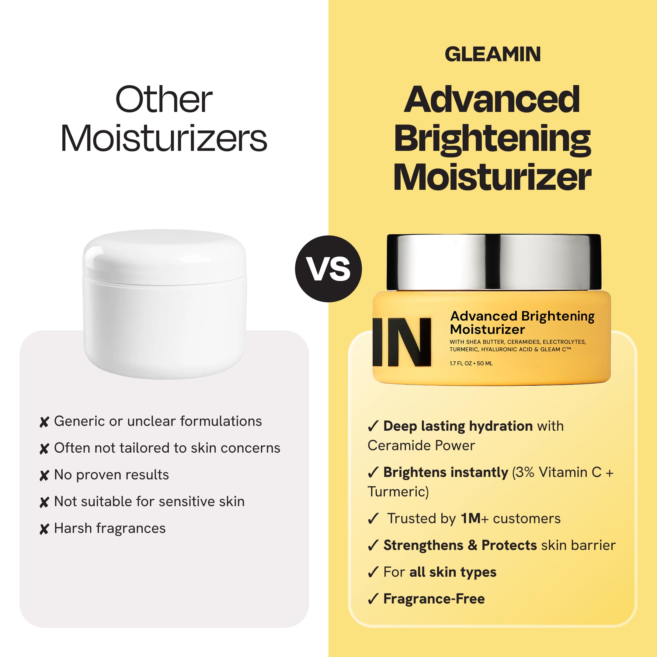Gleamin Advanced Brightening Face Moisturizer in daily routine setup nearby other skincare