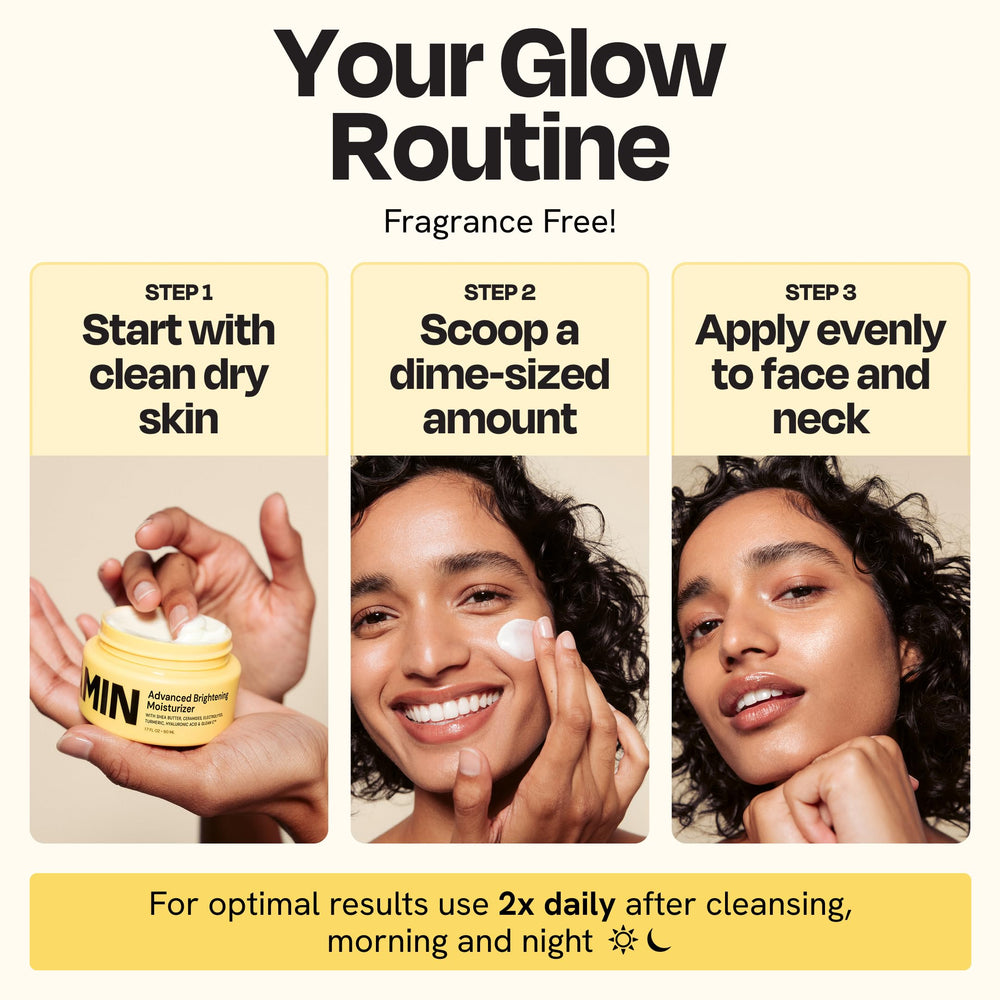 Gleamin Brightening Face Moisturizer pump dispensing a small amount