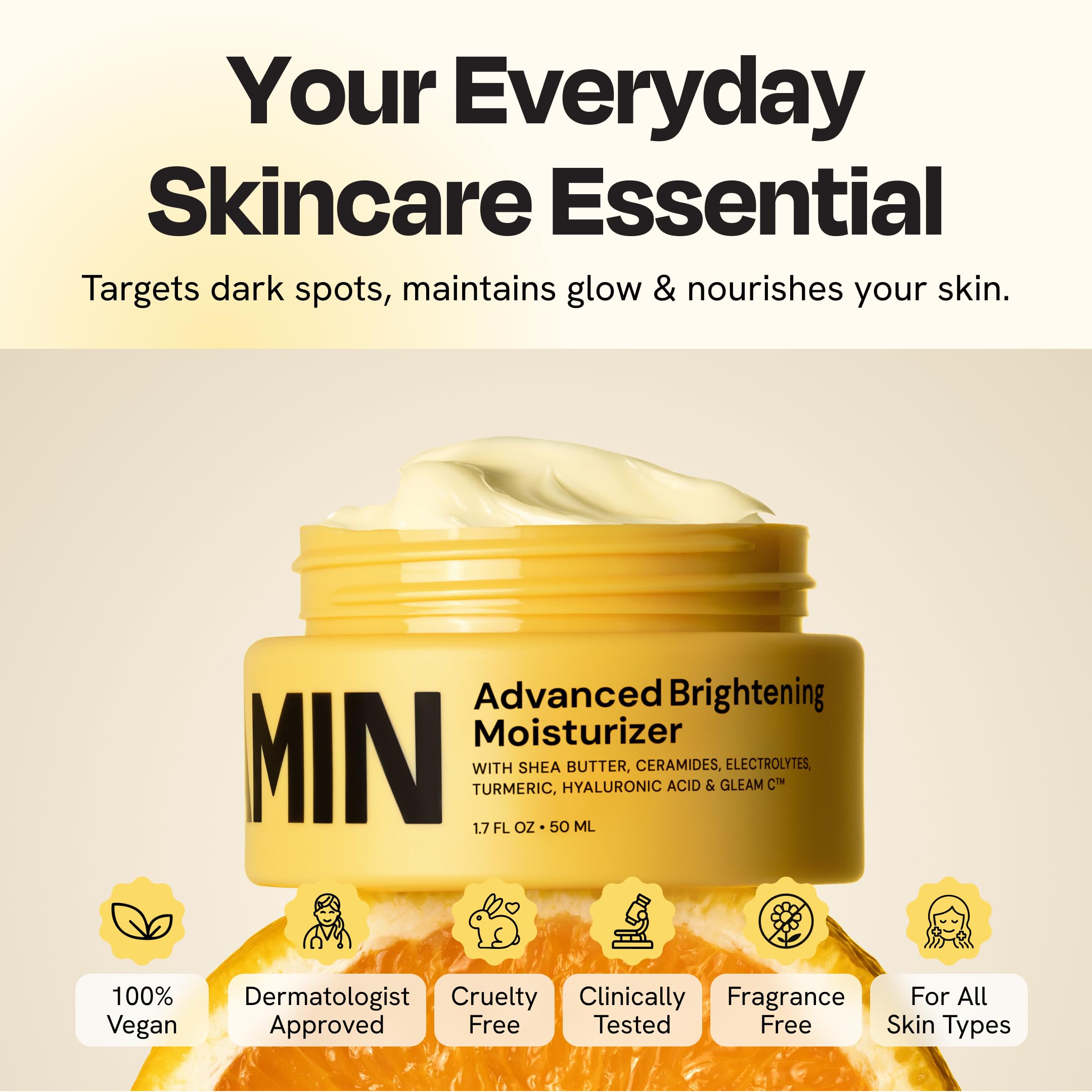 Gleamin Advanced Brightening Face Moisturizer on bathroom shelf in daily routine