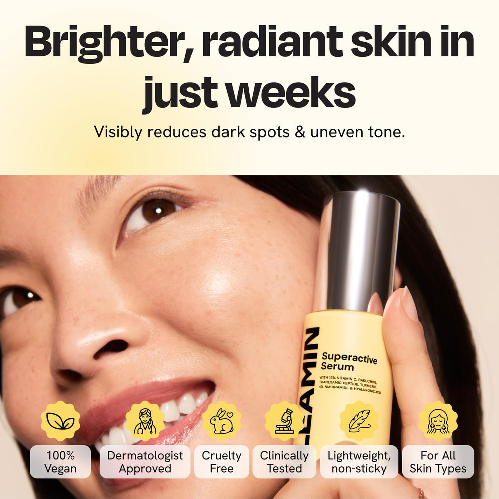 Gleamin Serum ingredient label emphasizes vegan, fragrance-free formulation