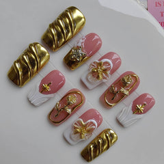 Gleamrain 3D floral nails add texture and elegance