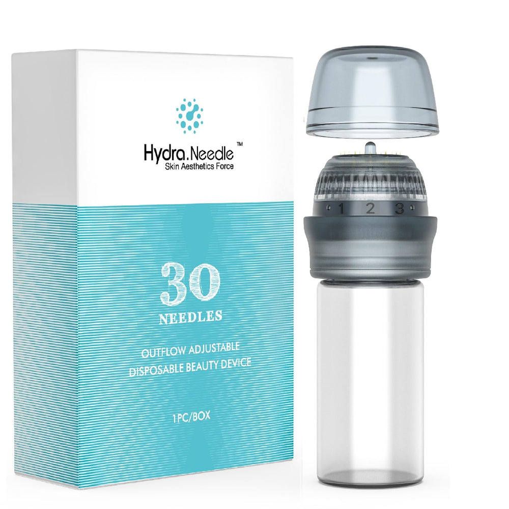 Glemme Micro Infusion System close-up showing the 0.25mm stamp tip for at-home skincare.