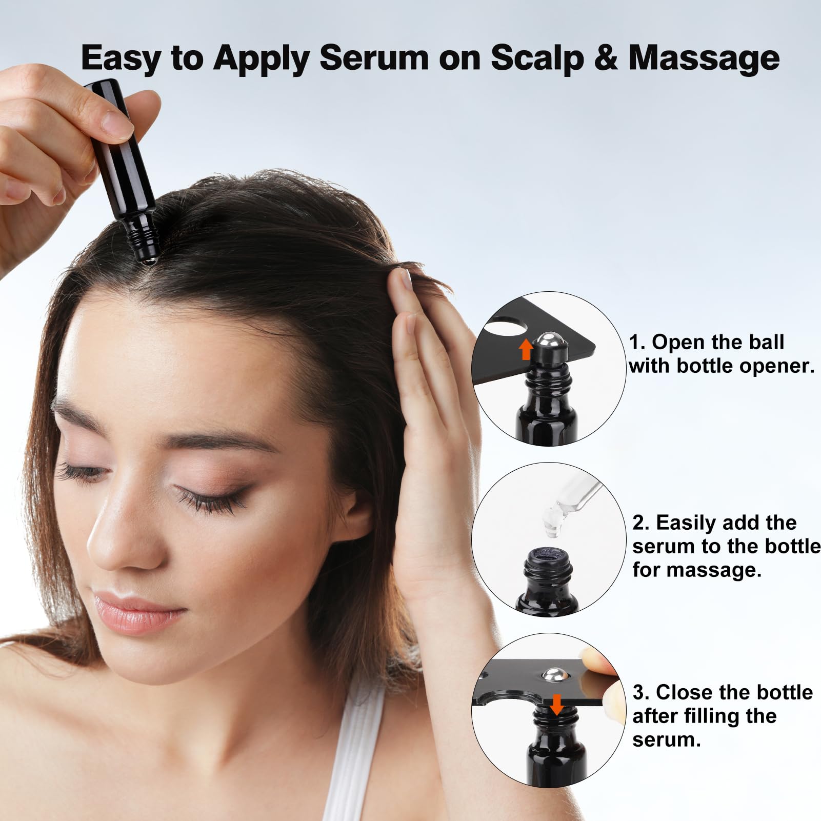 Glemme scalp massage action demonstrates simple daily use.