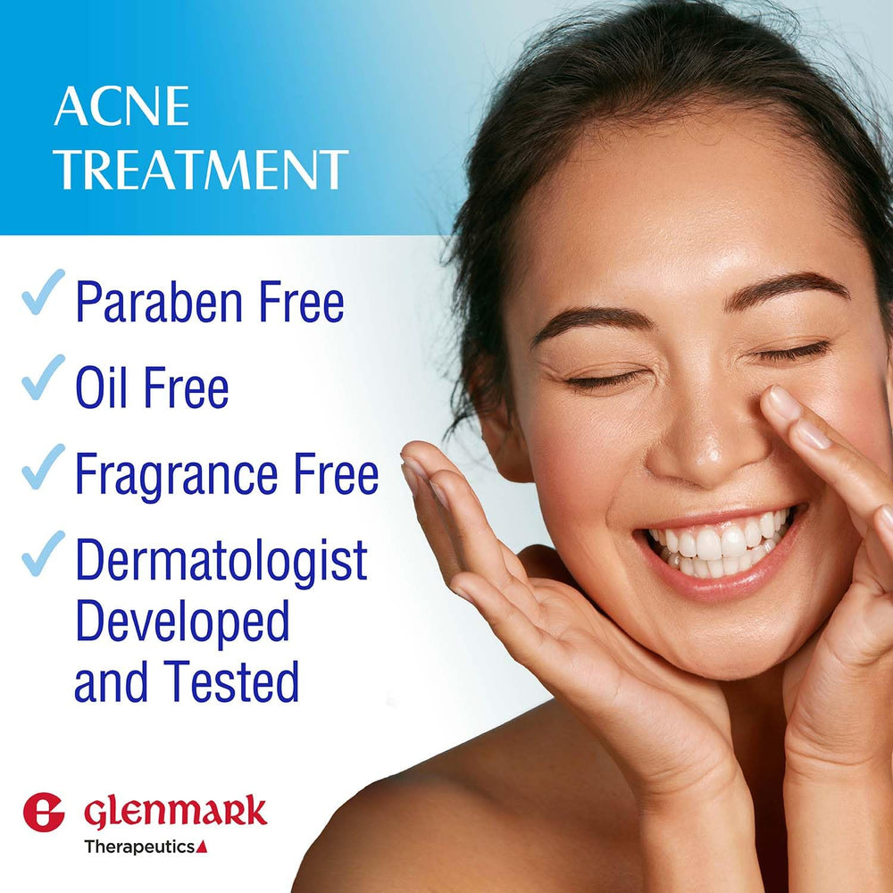 Glenmark Adapalene Gel applied to the face for daily acne care.