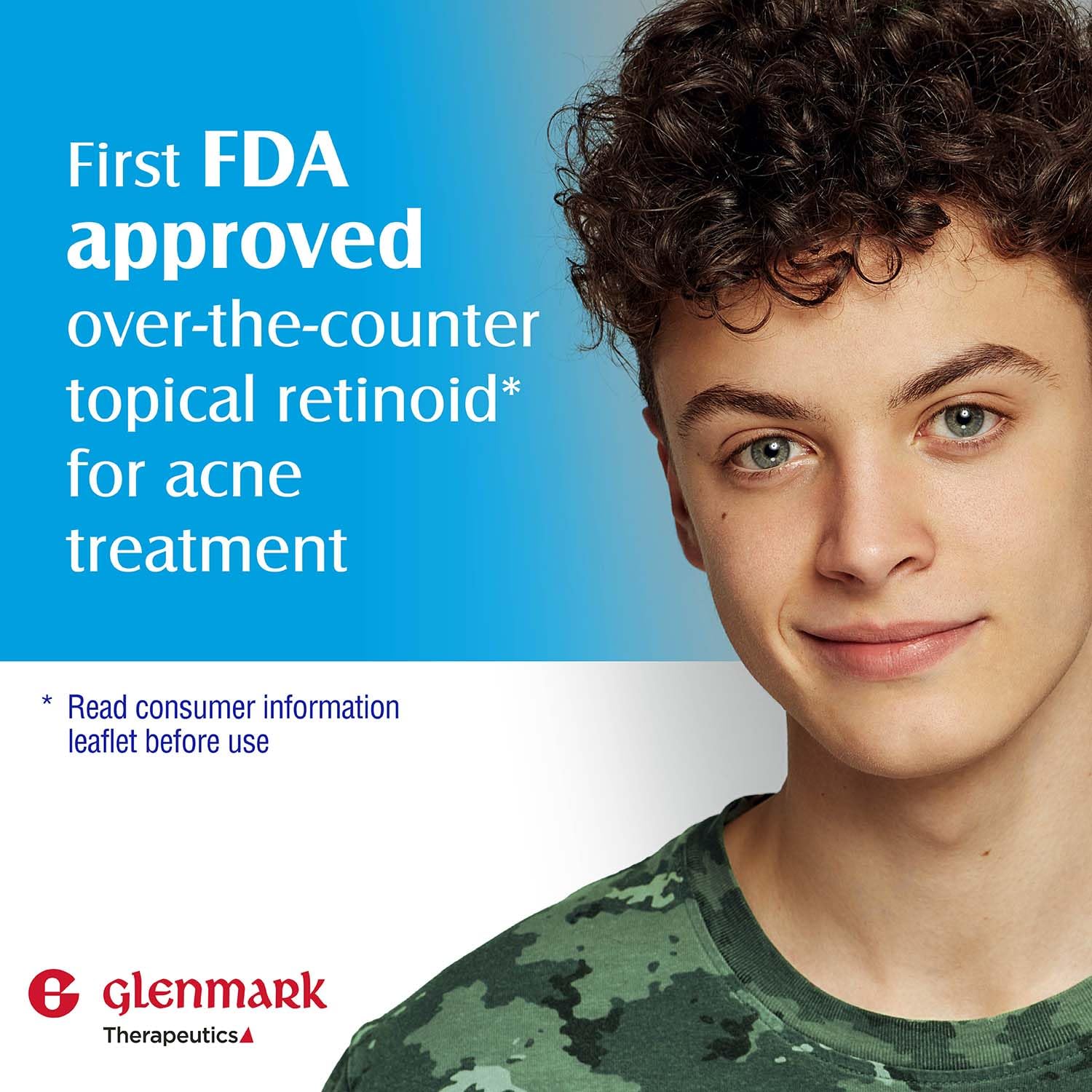 Glenmark Therapeutics Adapalene Gel label highlights paraben free formula.