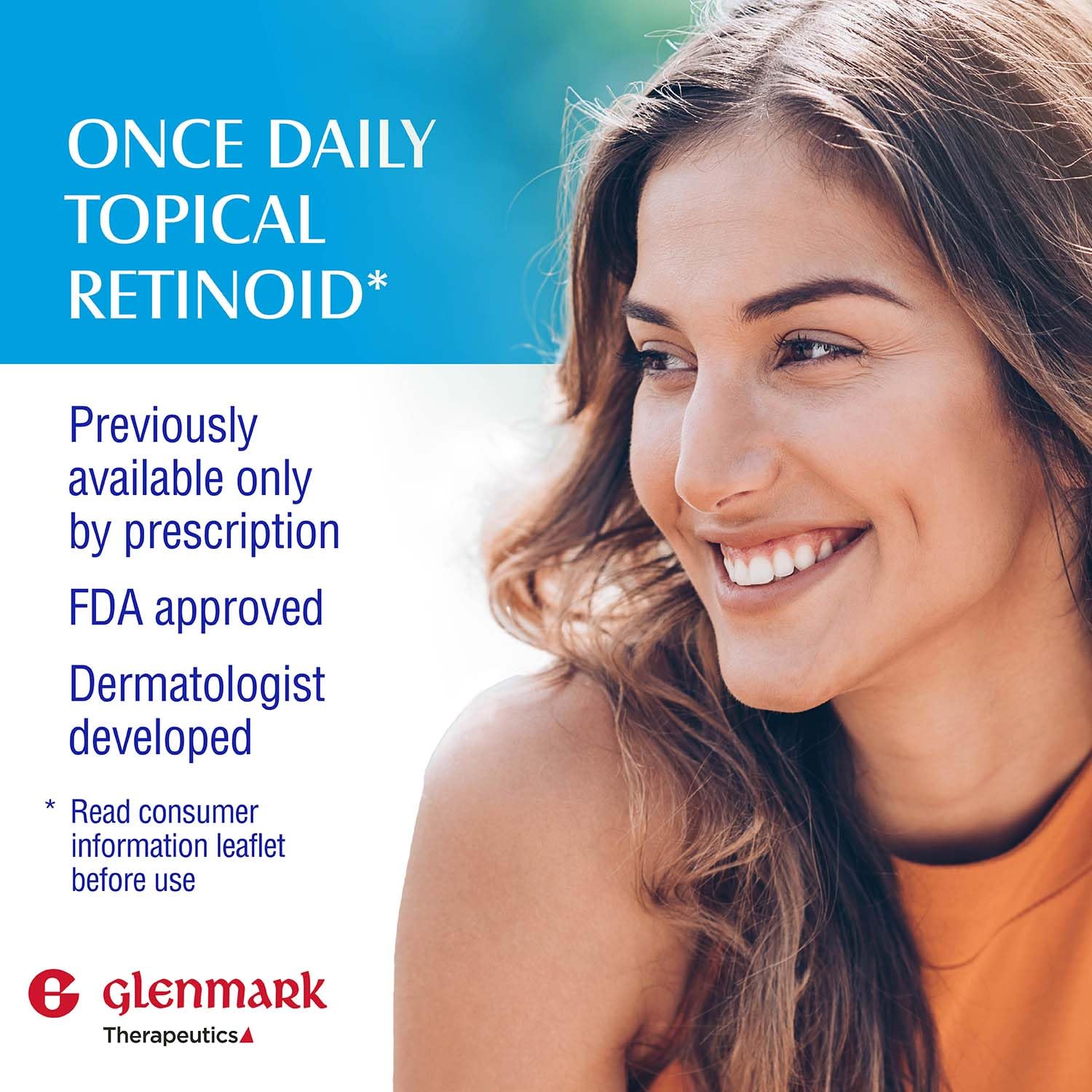 Glenmark Therapeutics Adapalene Gel packaging front for OTC use.