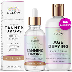 GLEOW face tanning drops bottle for easy sunless tan and hydration.