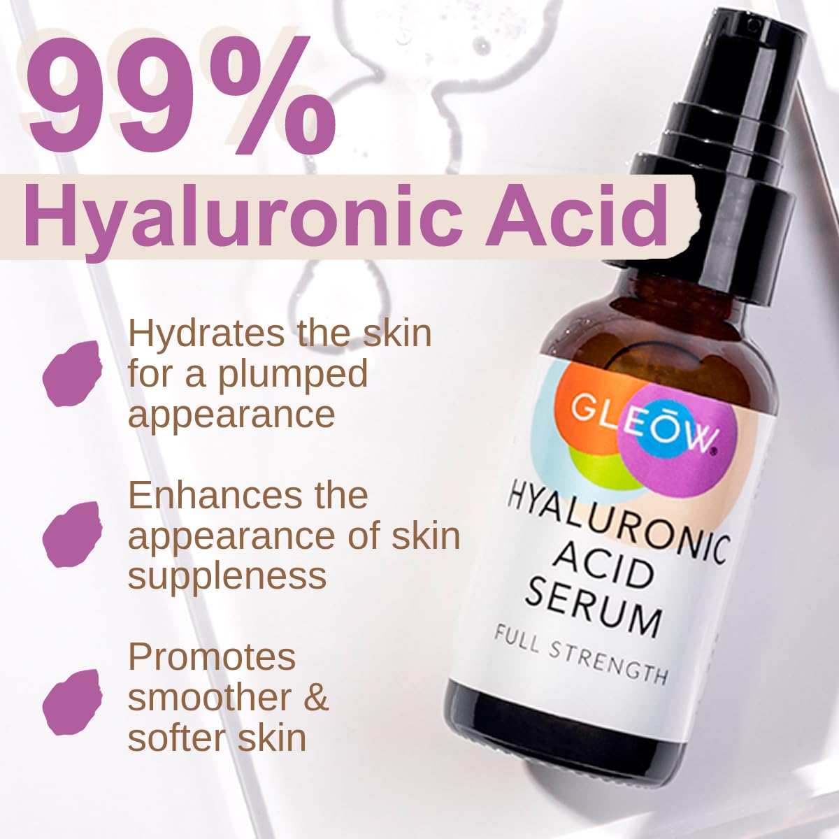 GLEOW serum for dry skin close-up showing intense hydration
