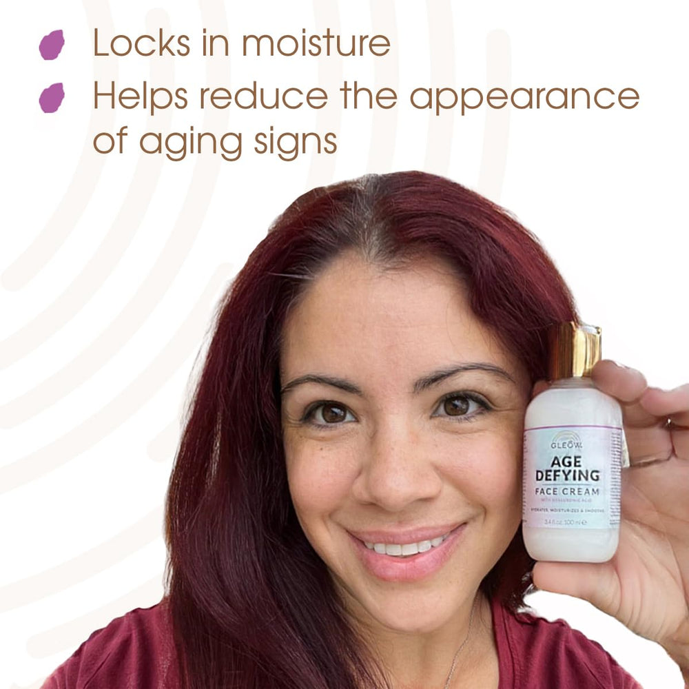GLEOW Morning Night skincare routine setup image suggests all-day hydration and simplicity.