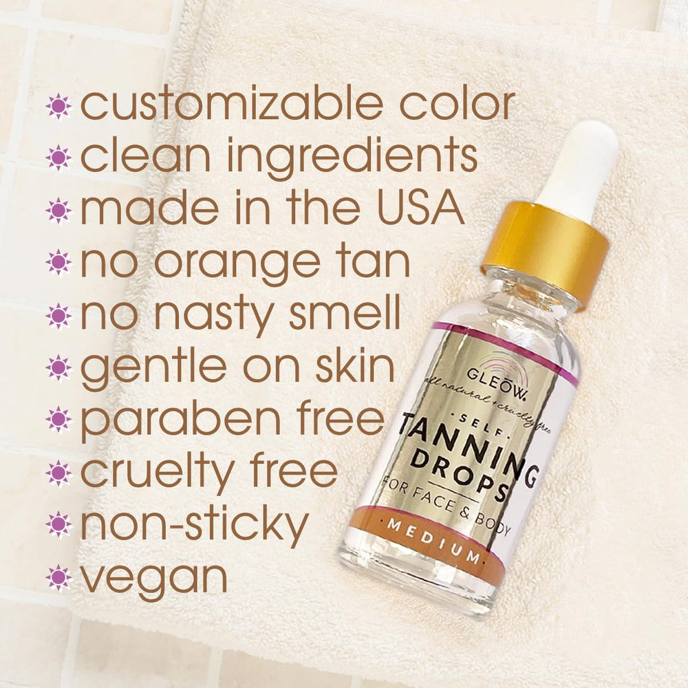 GLEOW non-orange tan result on refreshed skin.