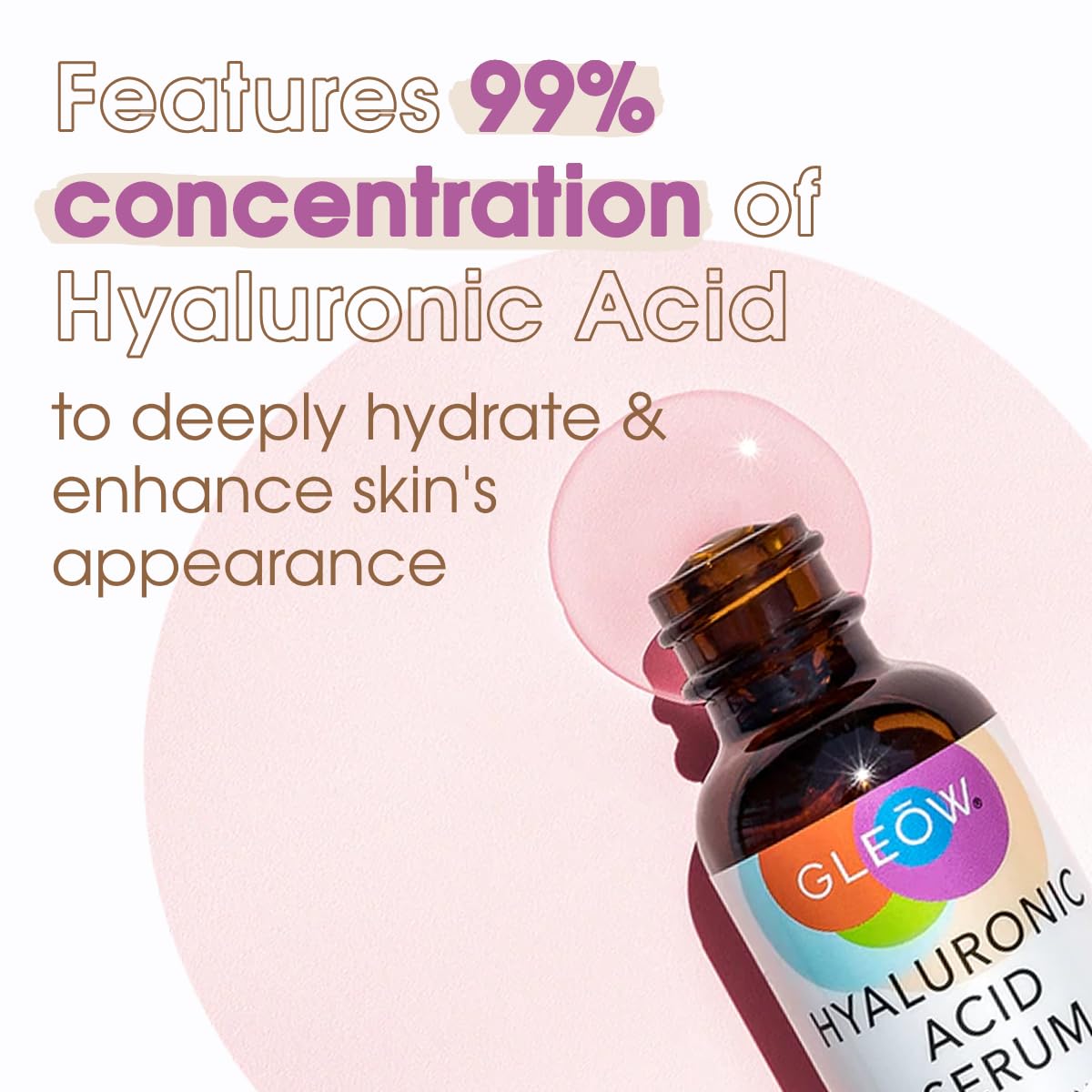 GLEOW Pure Hyaluronic Acid Serum made in USA supports clean beauty