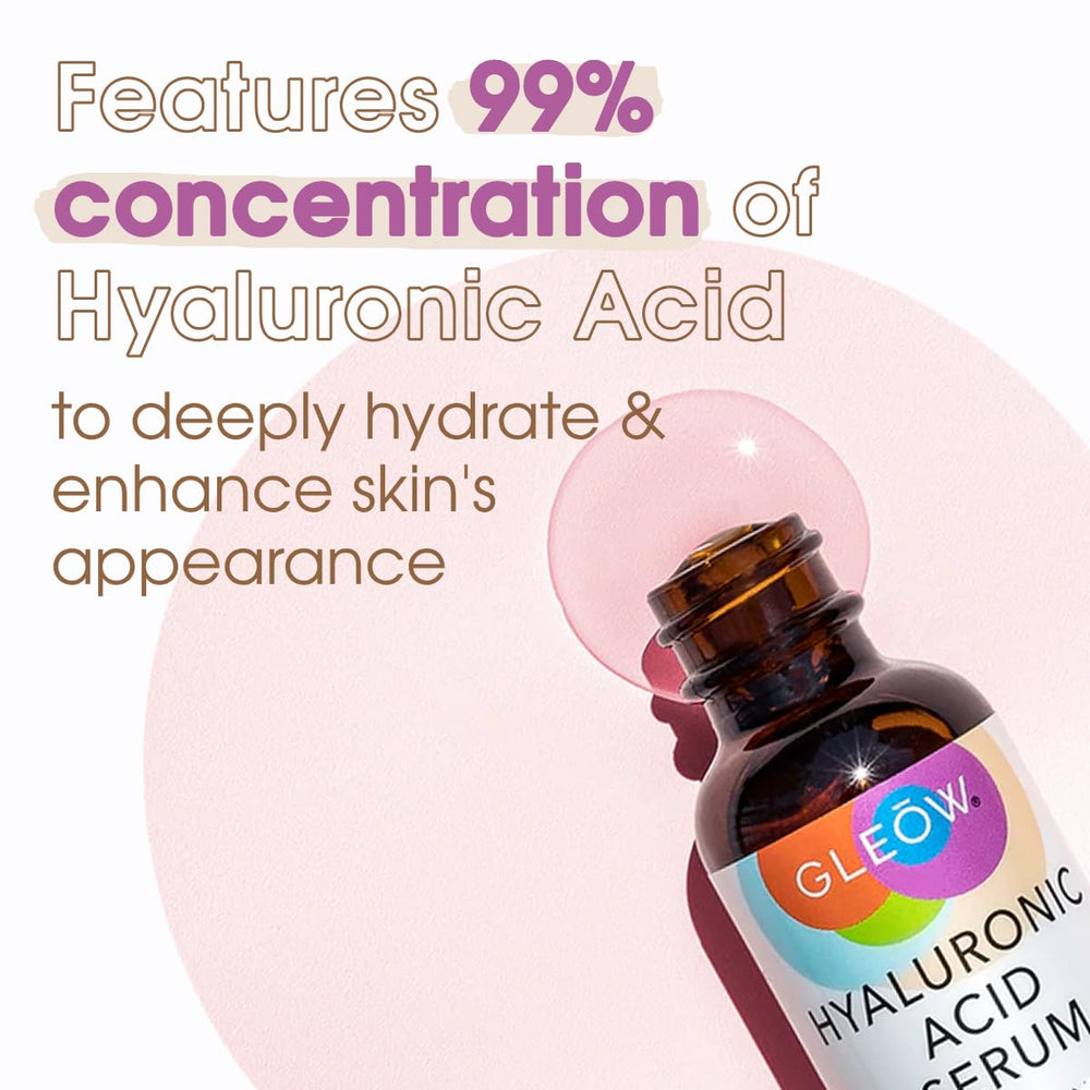 GLEOW Pure Hyaluronic Acid Serum made in USA supports clean beauty