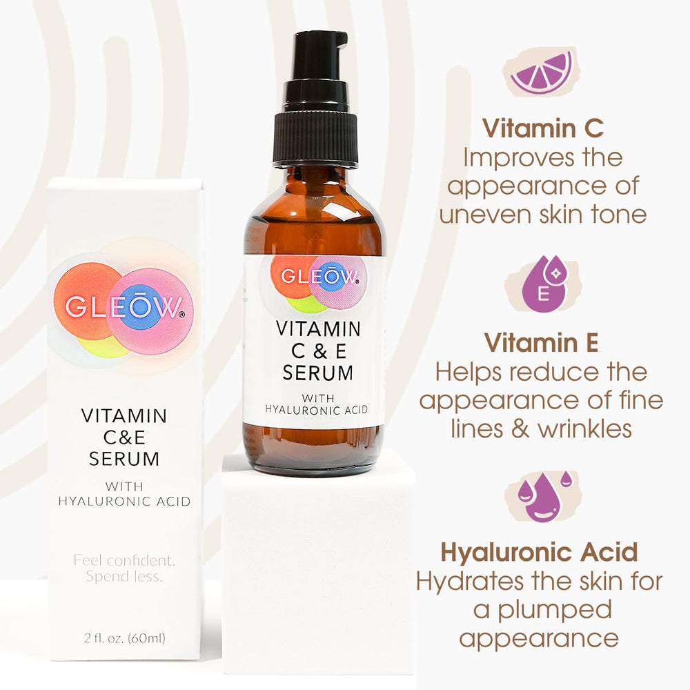 GLEOW Vitamin C Serum used in the morning routine for a radiant start.