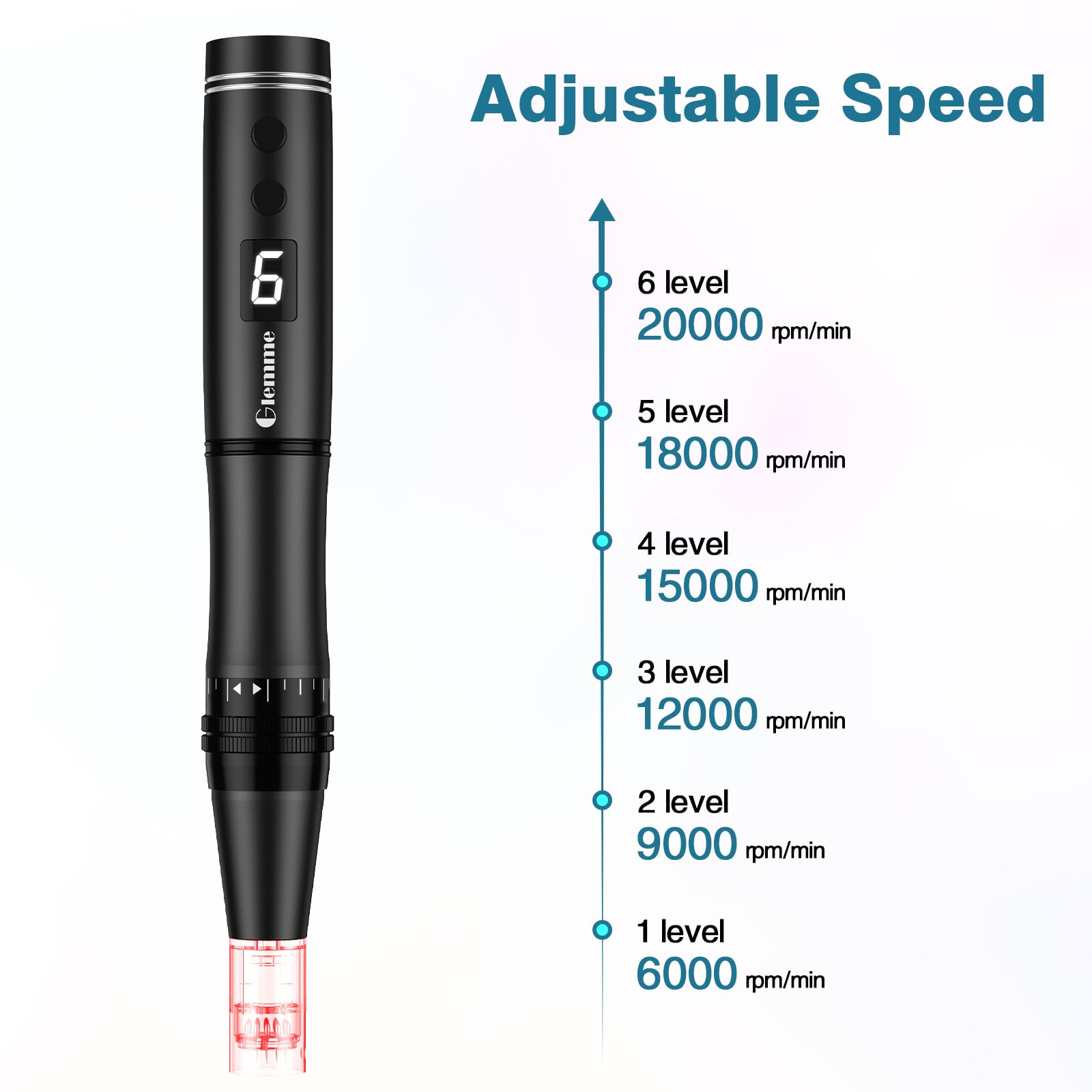 Glimme microneedling pen for facial and hair use with compact design