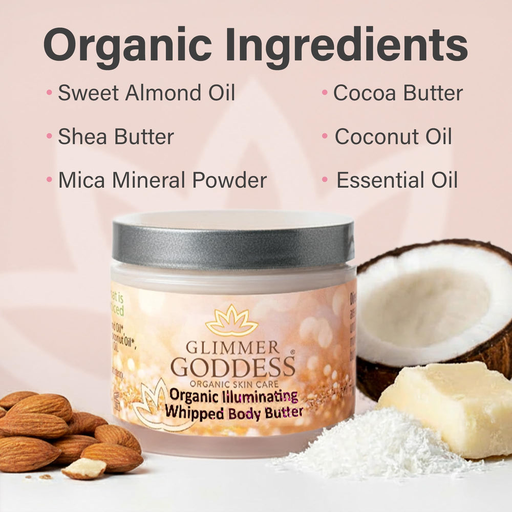 Glimmer Goddess shimmer butter applying for smooth skin and quick absorption.