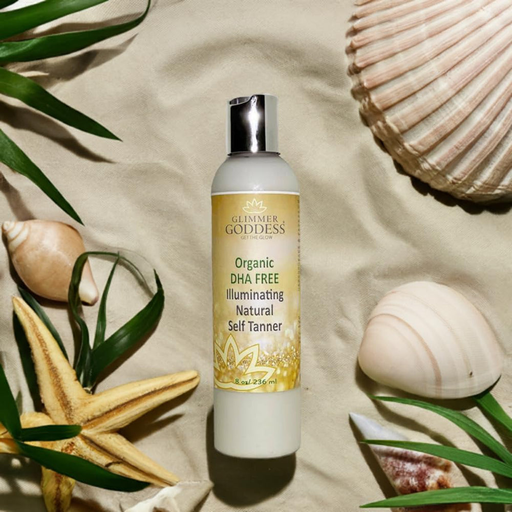 Glimmer Goddess organic ingredient label highlights toxin-free formula