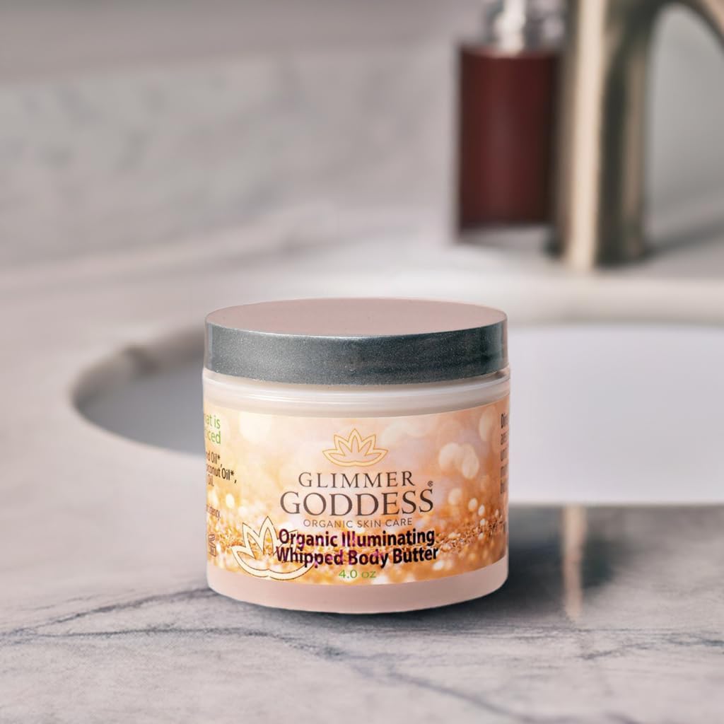 Glimmer Goddess silky non-greasy finish after absorption.