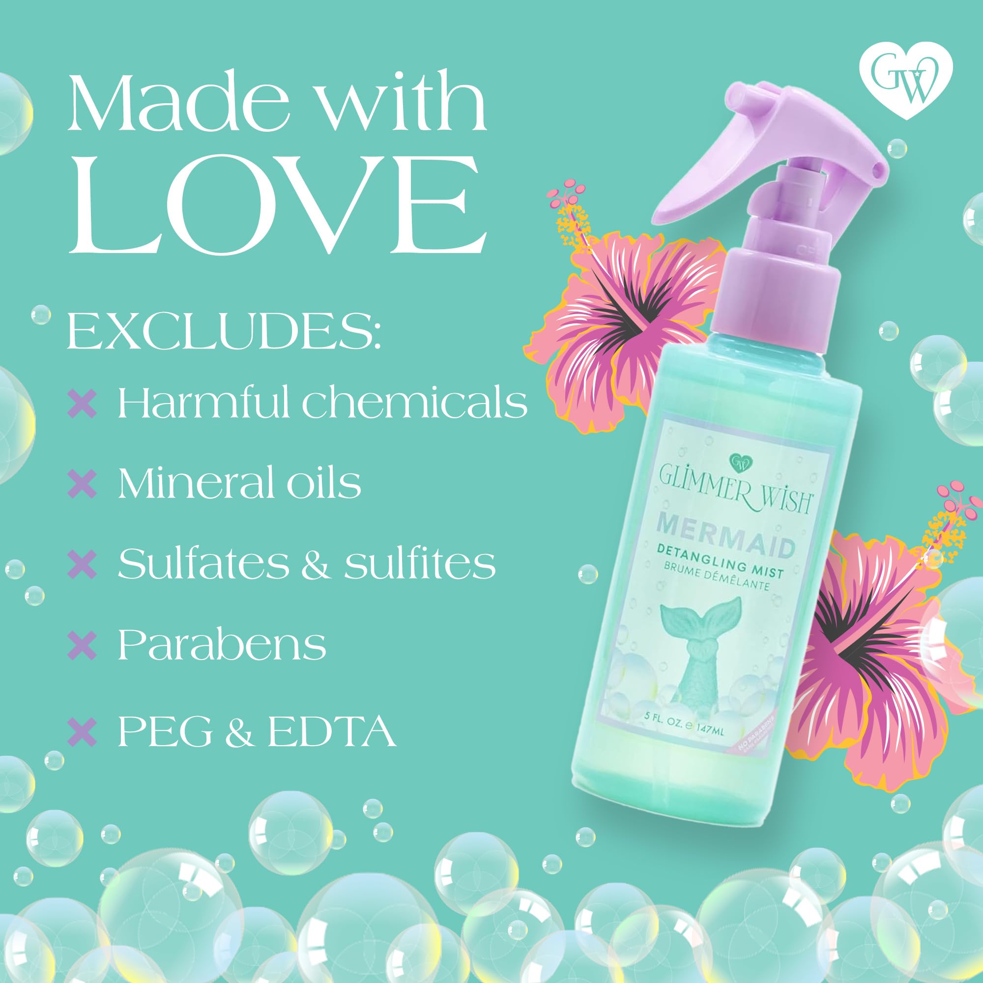 Glimmer Wish Mermaid Detangler on adult hair for quick refresh