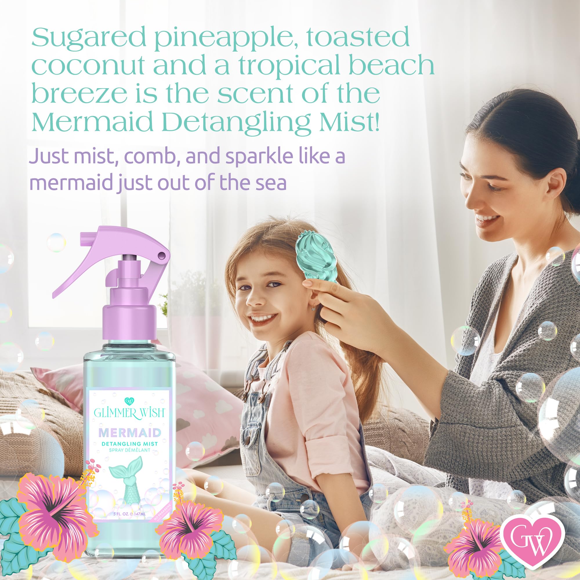 Glimmer Wish Mermaid Detangler ingredients show vegan formula