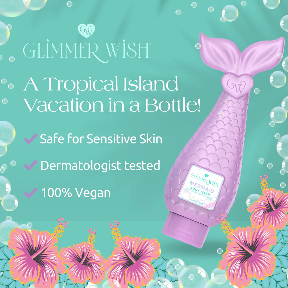Glimmer Wish Mermaid Kids Body Wash textured bottle for secure grip