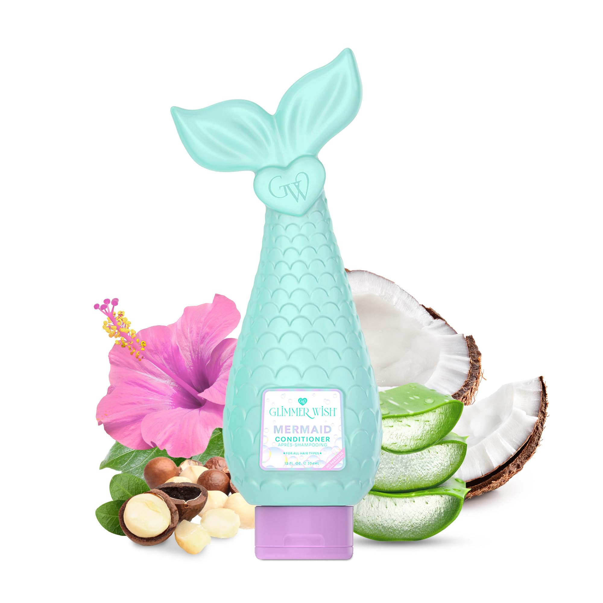 Glimmer Wish Mermaid Kids Conditioner bottle boosts shine and detangles gentle hair.