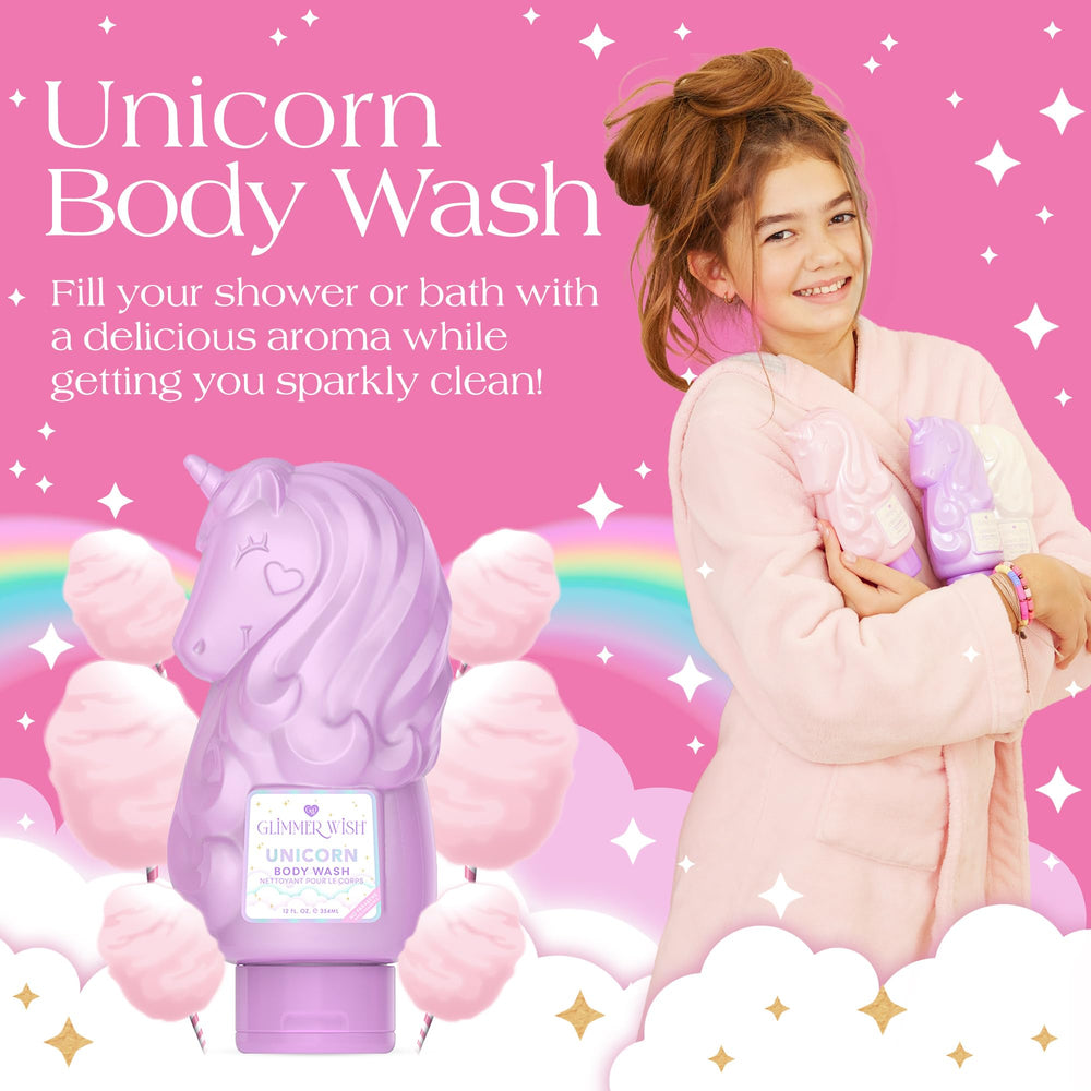 Glimmer Wish Unicorn Kids Body Wash top view highlights easy dispense