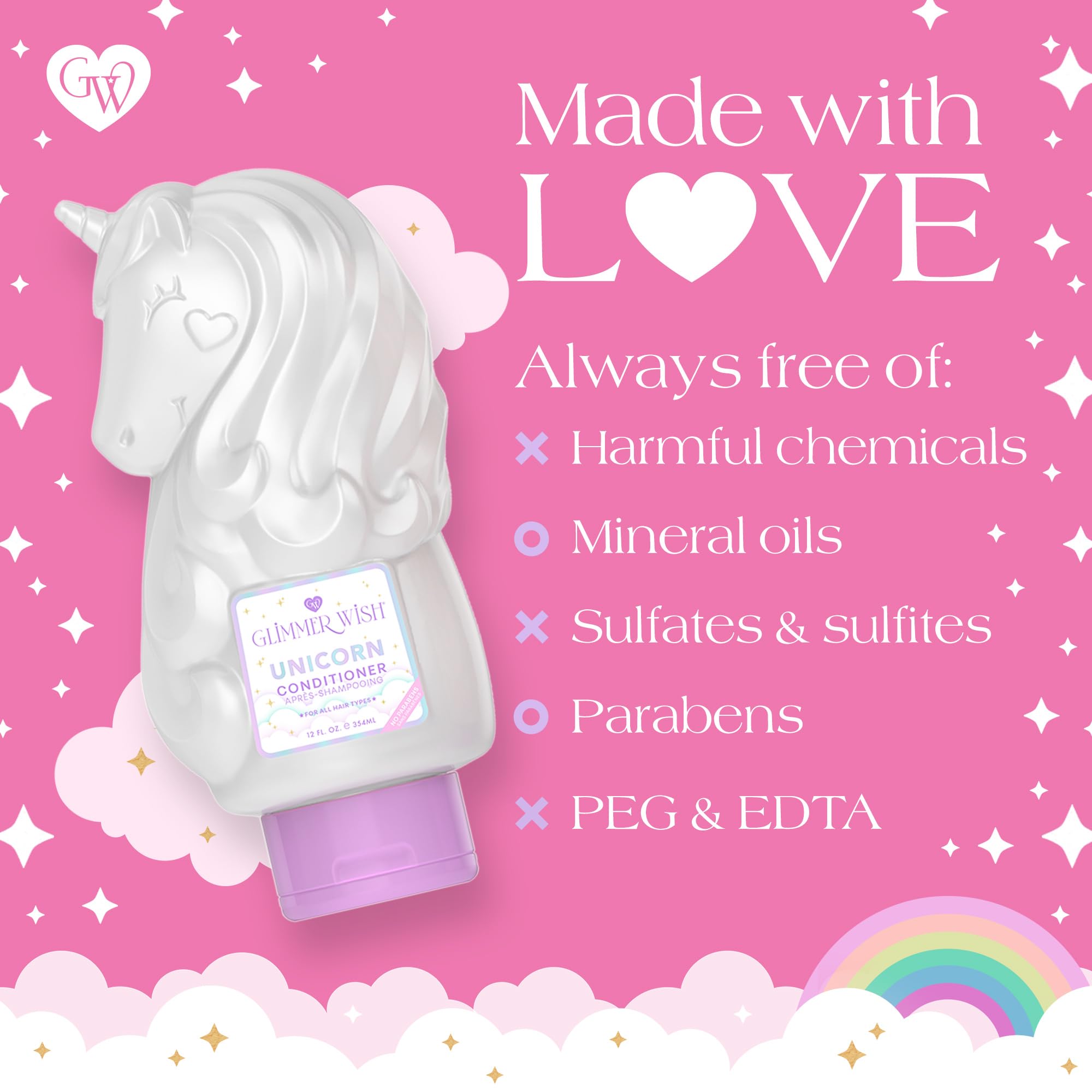Glimmer Wish Unicorn Kids Conditioner with cotton candy scent.