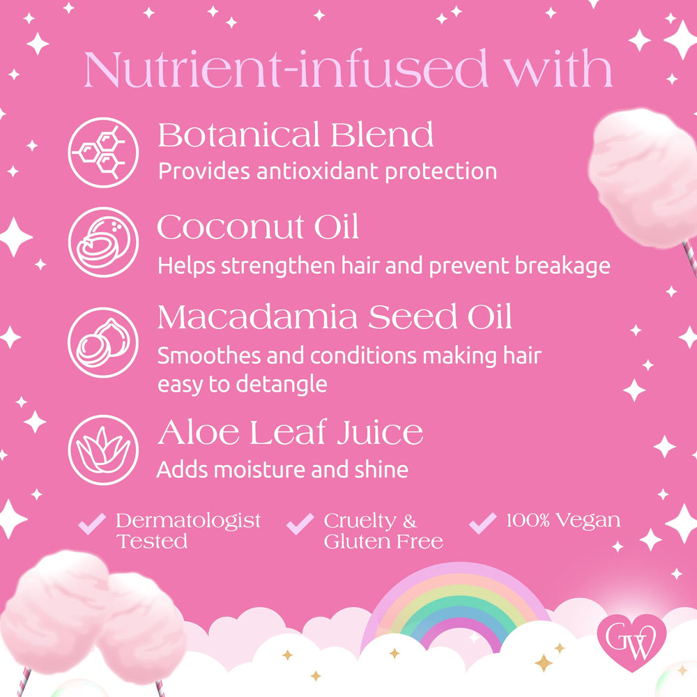 Glimmer Wish Unicorn Kids Conditioner in hand, showcasing lightweight moisture.
