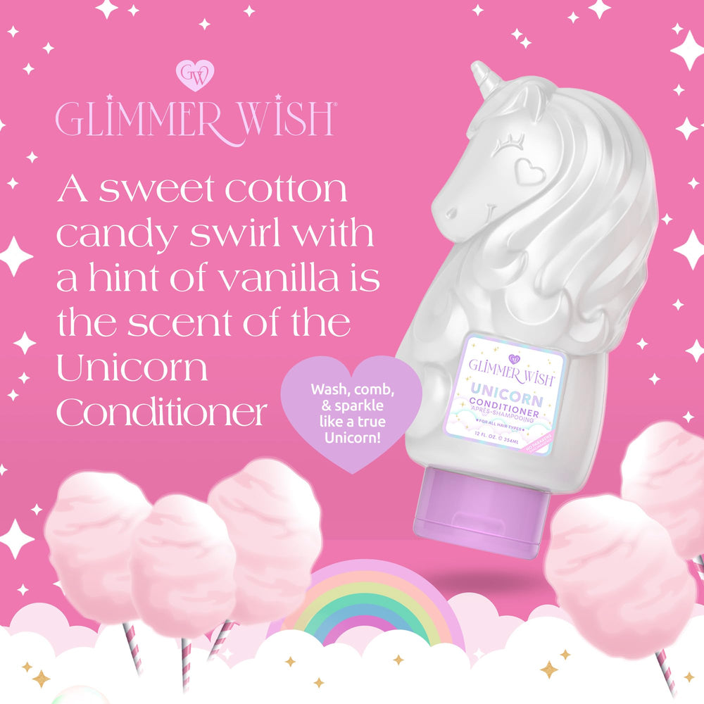 Glimmer Wish Unicorn Kids Conditioner texture swirl shows creamy hydration.