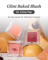 Glint Baked Blush Citrus Pop texture close-up showing moist finish.