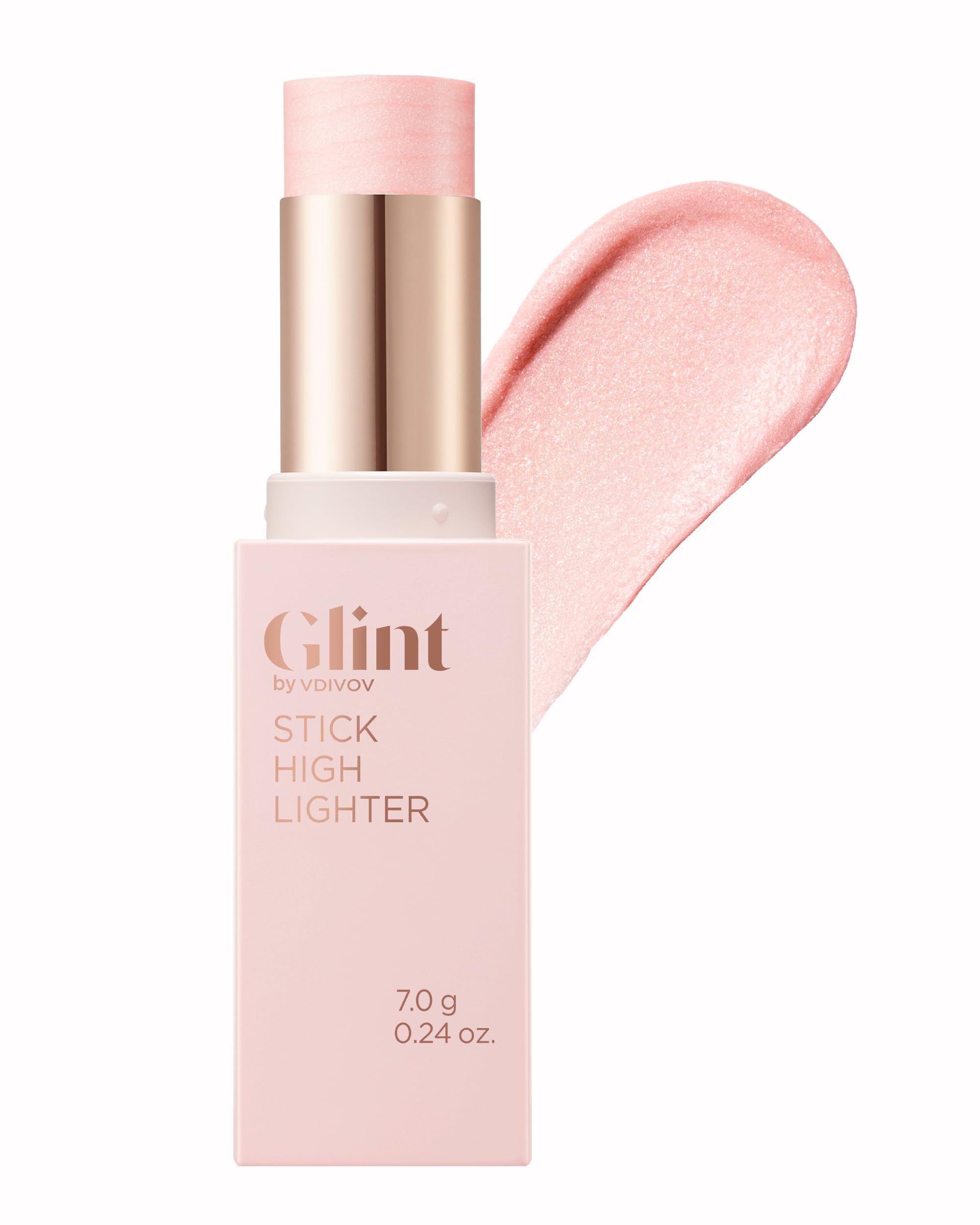 Glint by VDIVOV Rosy Moon highlighter stick for buildable cheek glow.