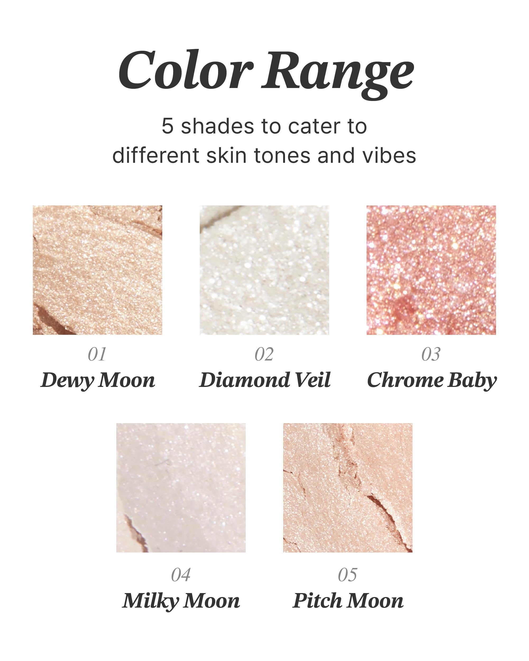 Glint highlighter used as eyeshadow for seamless look.