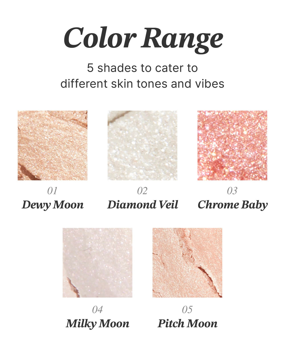 Glint highlighter used as eyeshadow for seamless look.