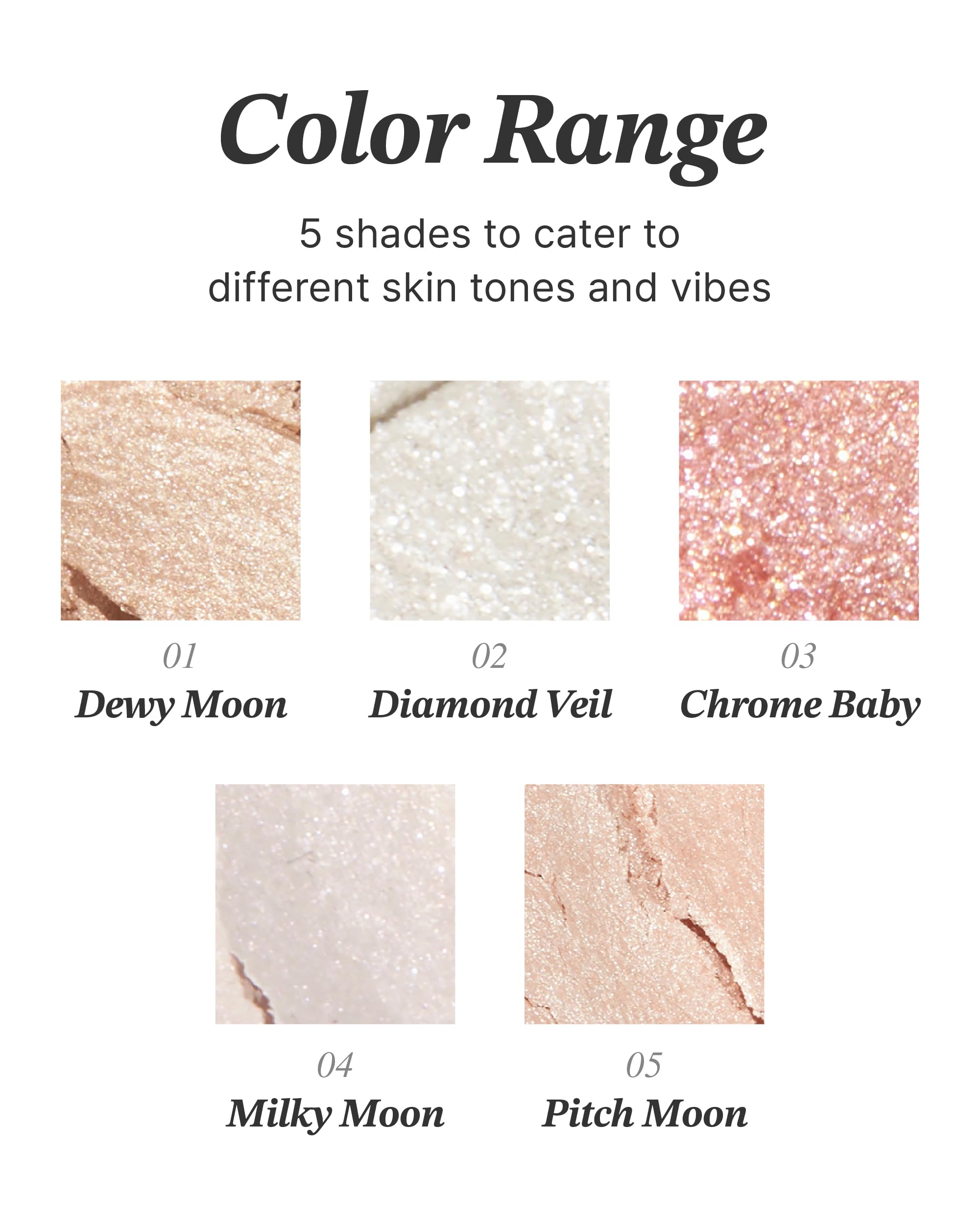 Shade Chrome Baby from Glint Dewy Highlighter with cool luminous sheen.