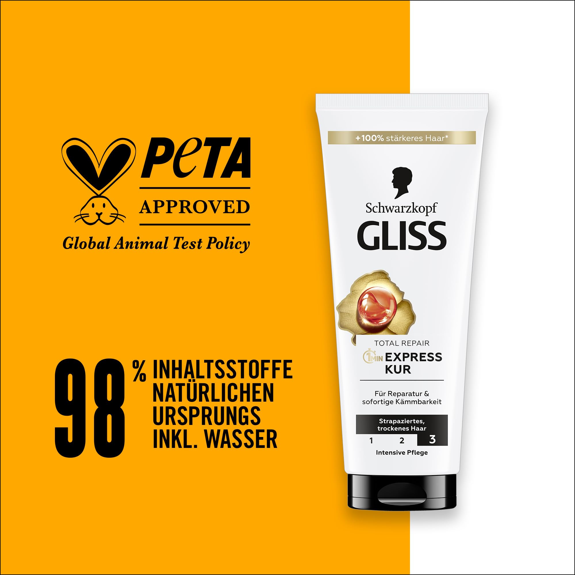 Gliss Kur Total Repair bottle made from recycled plastic packaging.