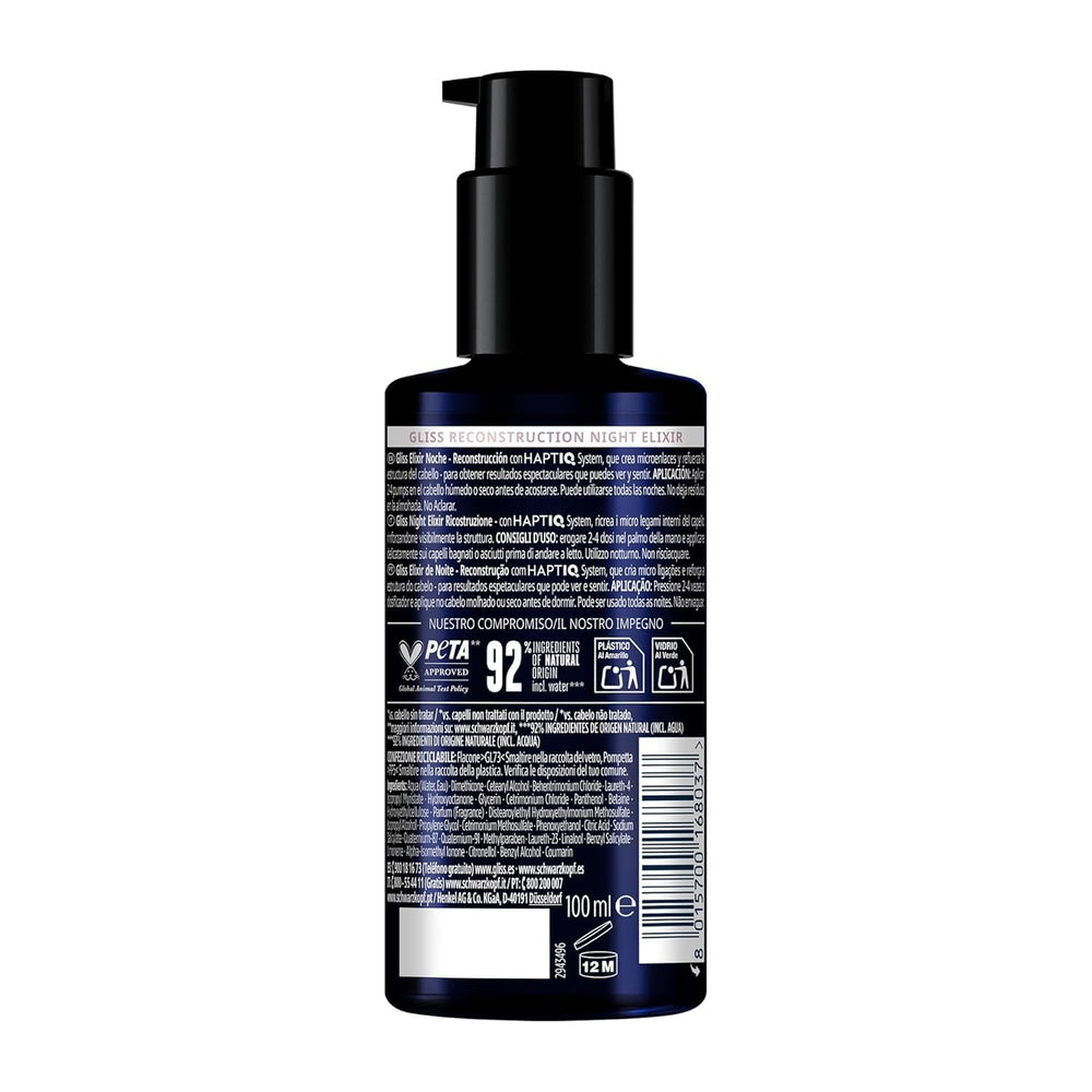 Gliss Night Elixir being applied to hair for overnight repair