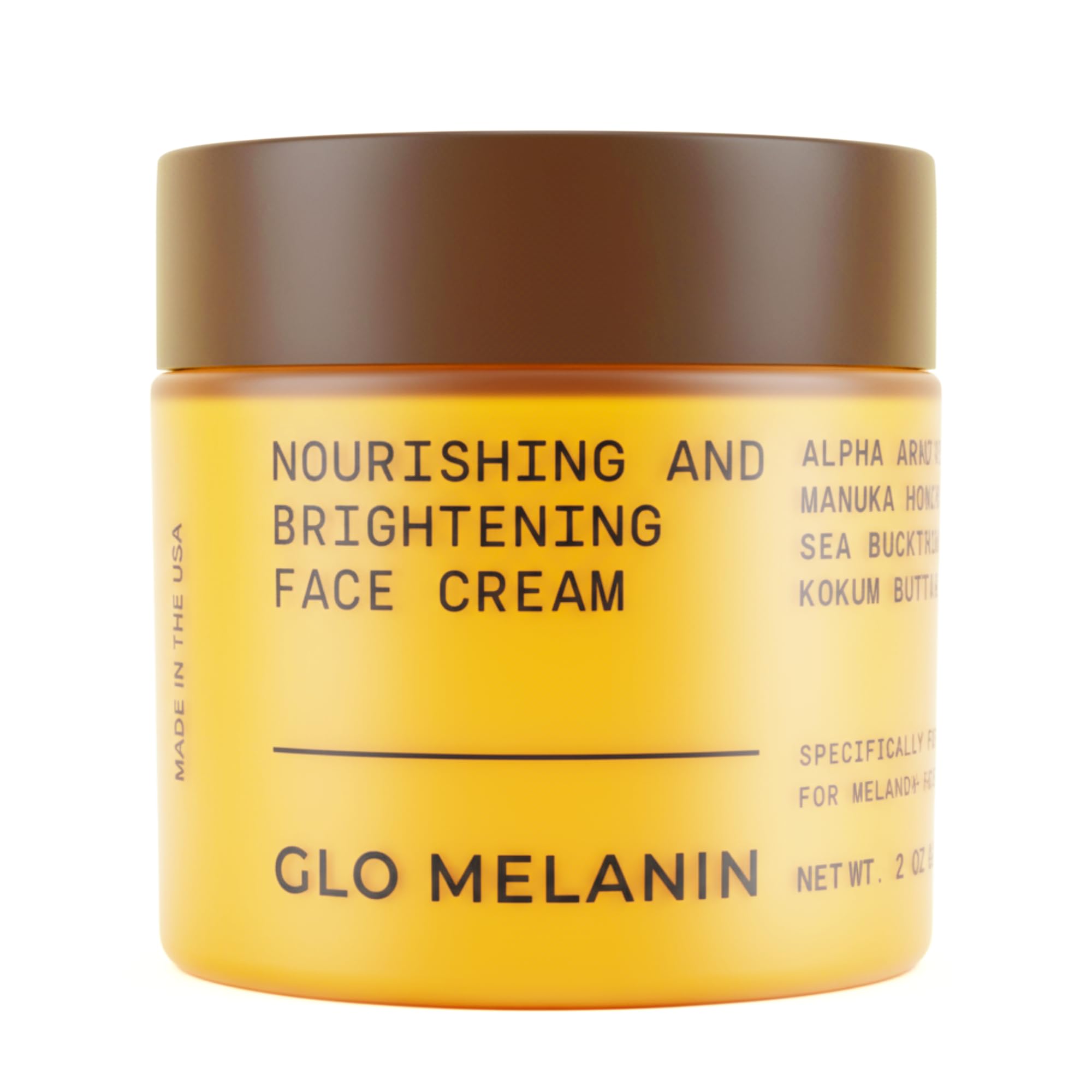 Glo Melanin Nourishing Face Cream bottle close-up showing radiant skin hydration