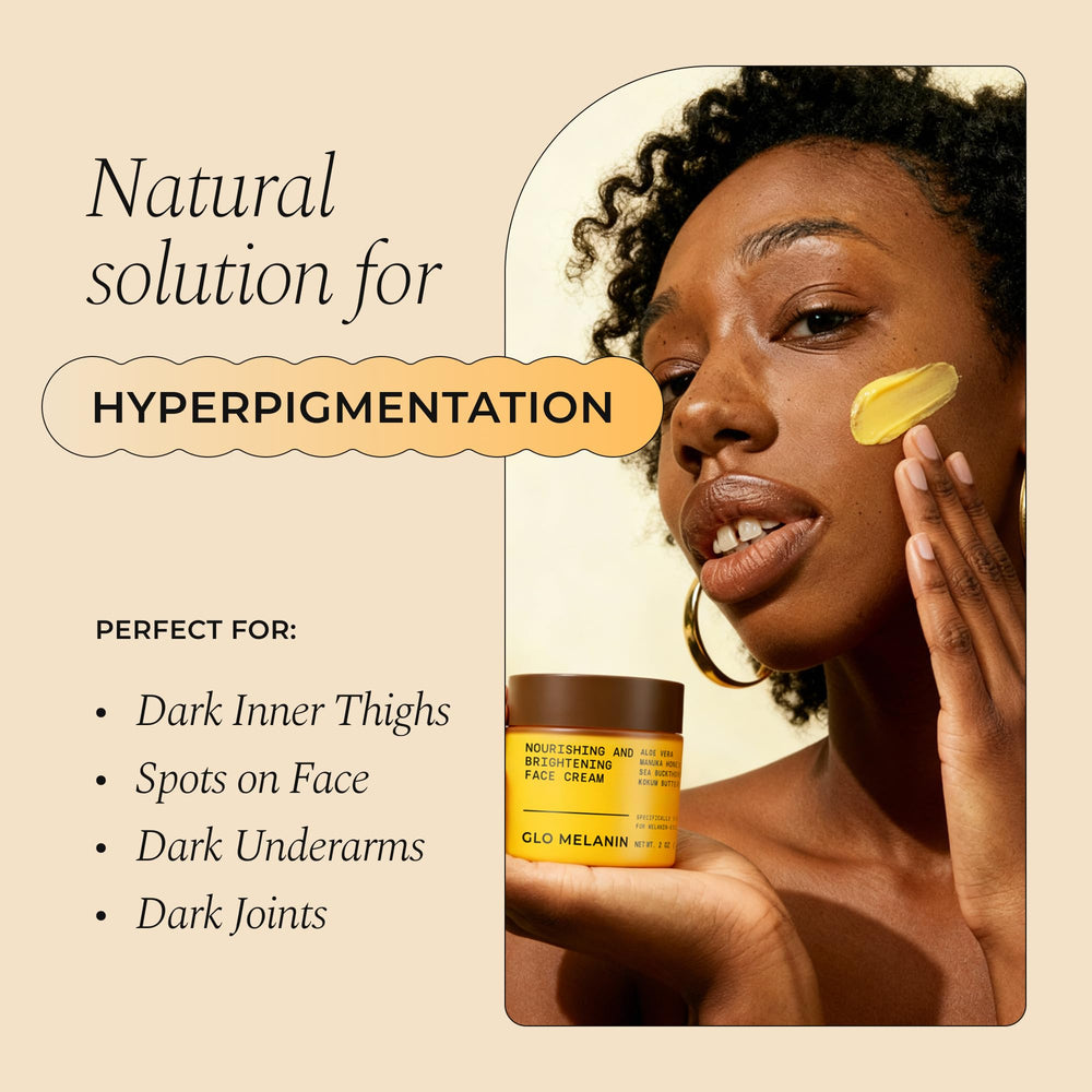 Glo Melanin Nourishing Face Cream jar label highlighting vegan paraben-free formula