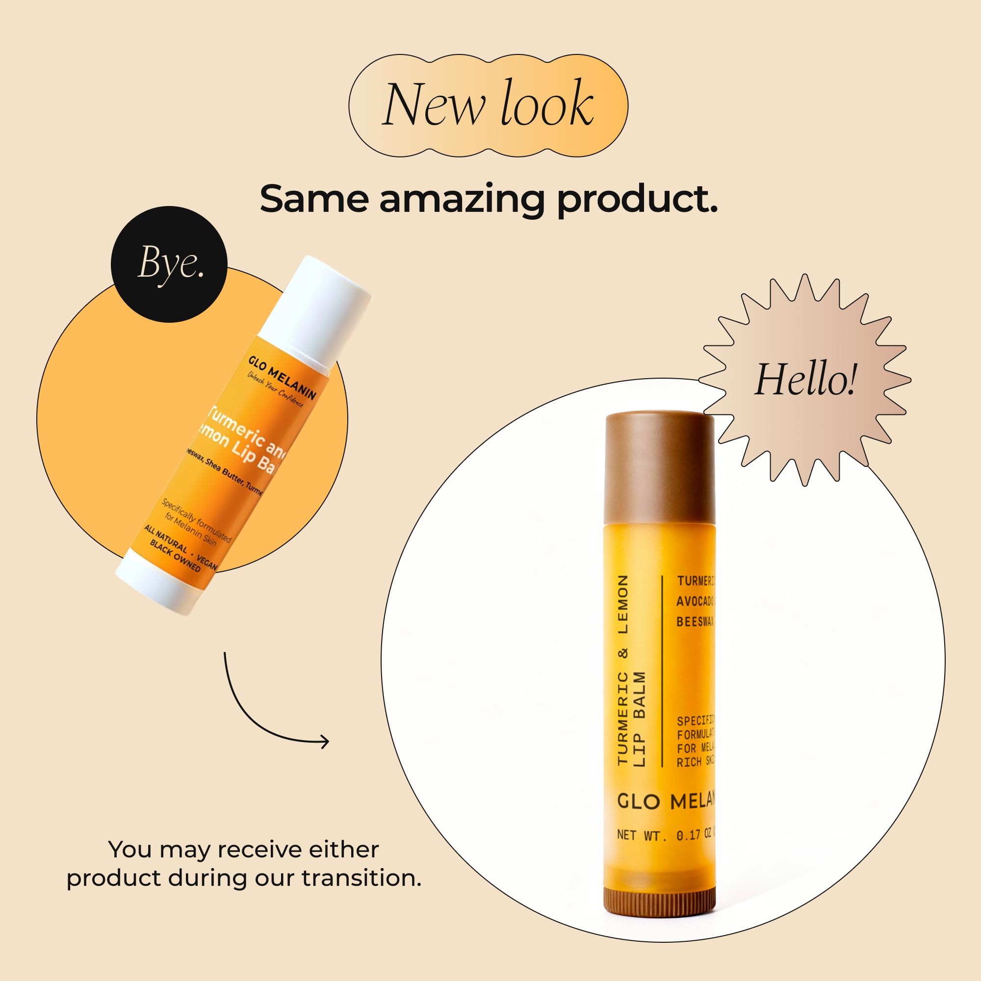 Glo Melanin lemon turmeric lip balm; keeps lips soft and hydrated during dry weather