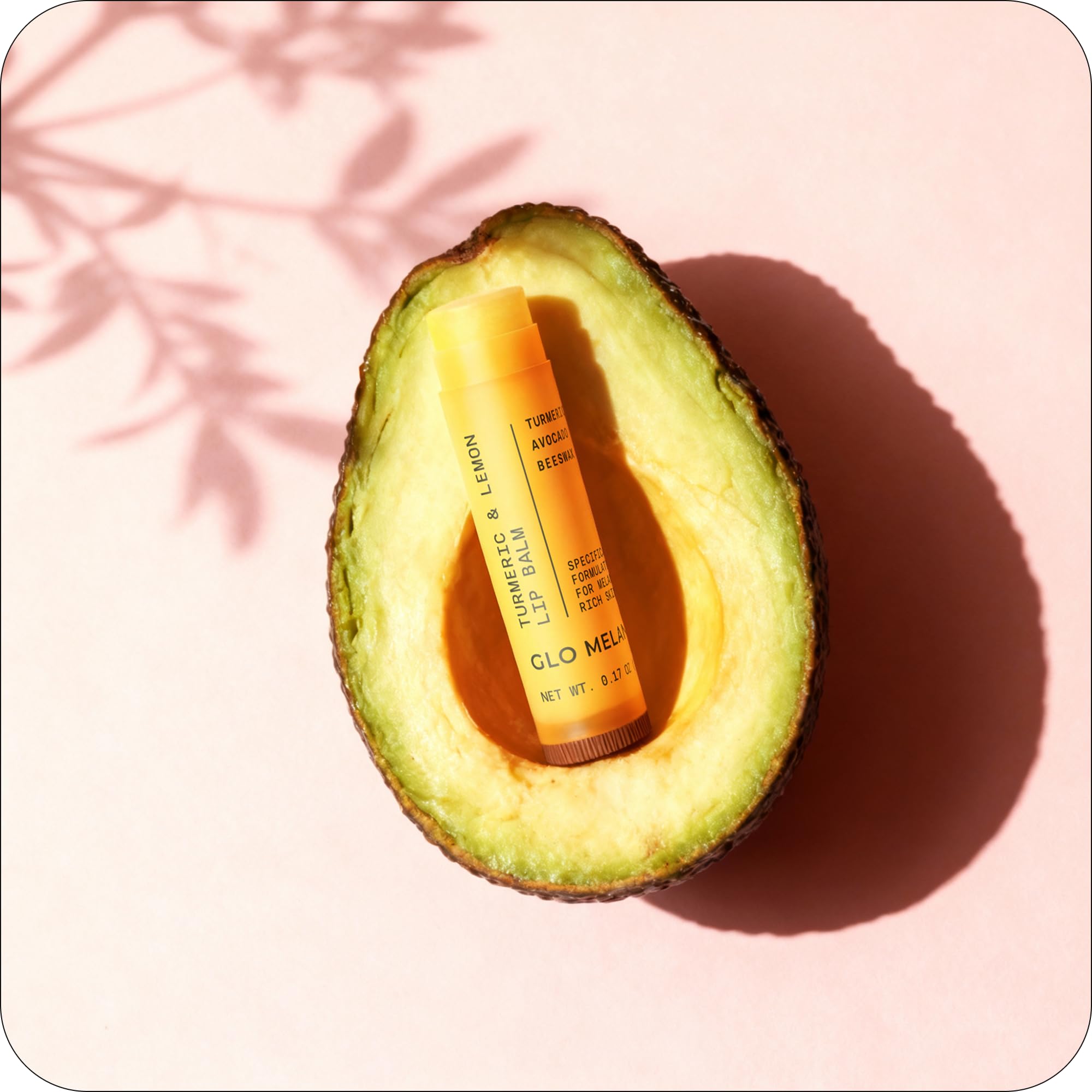 Glo Melanin radiant glow lip balm; enhances natural lip color with moisture lock