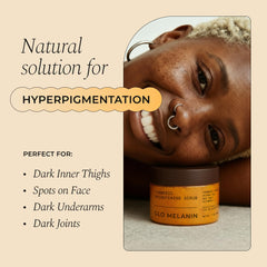 Glo Melanin Turmeric Scrub texture close-up highlights natural exfoliation.