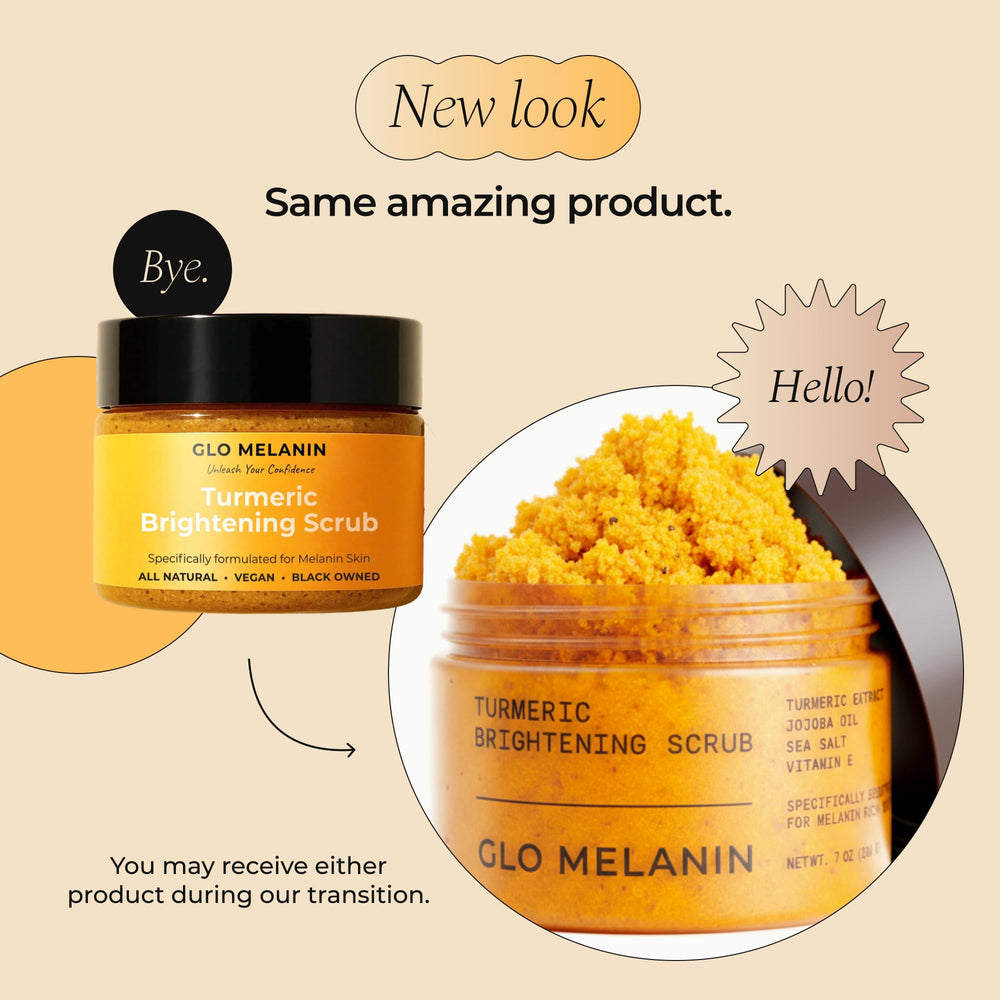 Glo Melanin Turmeric Scrub vegan and sulfate-free for sensitive skin.