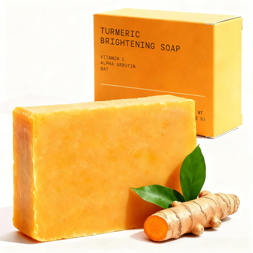 Glo Melanin turmeric soap bar on the face, gentle daily cleanse
