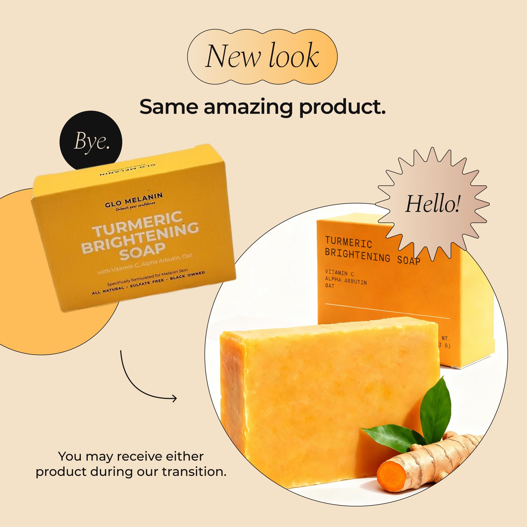 Brand story element for Glo Melanin turmeric soap